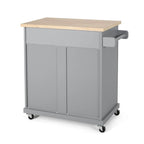 Contemporary Wood Kitchen Cart with Wheels Storage and Wheels by
