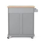 Contemporary Wood Kitchen Cart with Wheels Storage and Wheels by