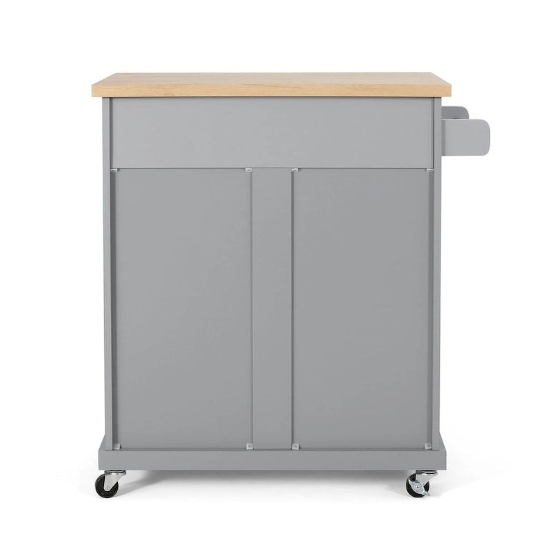 Contemporary Wood Kitchen Cart with Wheels Storage and Wheels by