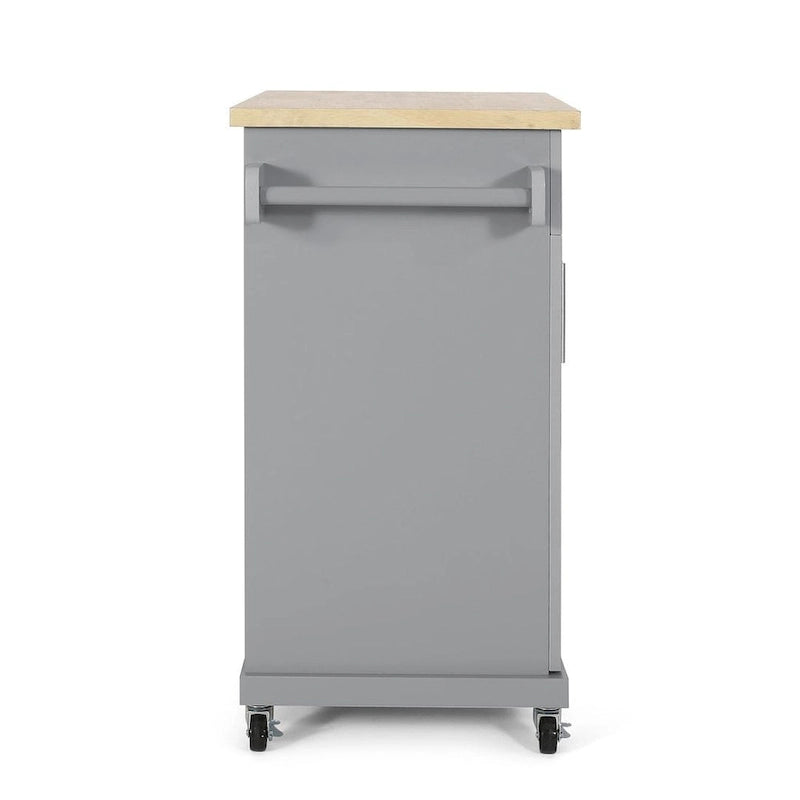 Contemporary Wood Kitchen Cart with Wheels Storage and Wheels by