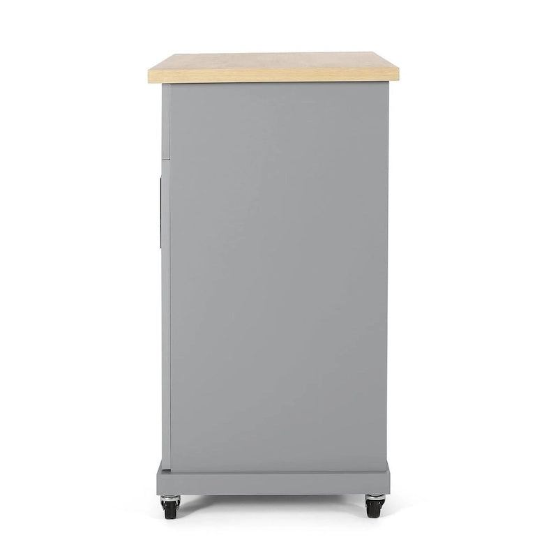 Contemporary Wood Kitchen Cart with Wheels Storage and Wheels by