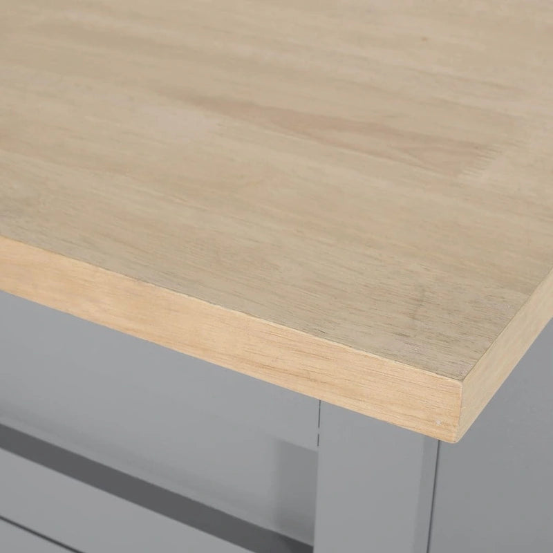 Contemporary Wood Kitchen Cart with Wheels Storage and Wheels by