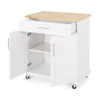 Contemporary Wood Kitchen Cart with Wheels Storage and Wheels by