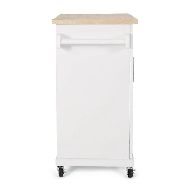 Contemporary Wood Kitchen Cart with Wheels Storage and Wheels by