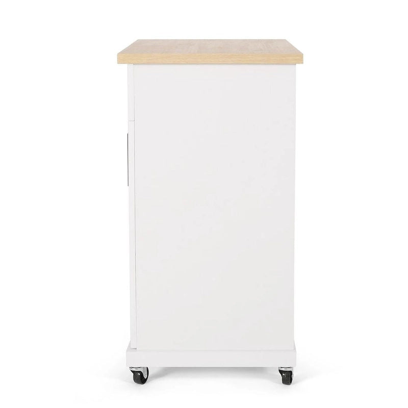 Contemporary Wood Kitchen Cart with Wheels Storage and Wheels by