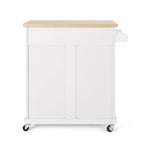 Contemporary Wood Kitchen Cart with Wheels Storage and Wheels by