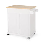 Contemporary Wood Kitchen Cart with Wheels Storage and Wheels by