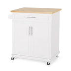 Contemporary Wood Kitchen Cart with Wheels Storage and Wheels by