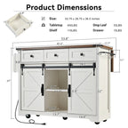 53.7 Farmhouse Kitchen Island with Power Outlets and 2 Sliding Barn Doors