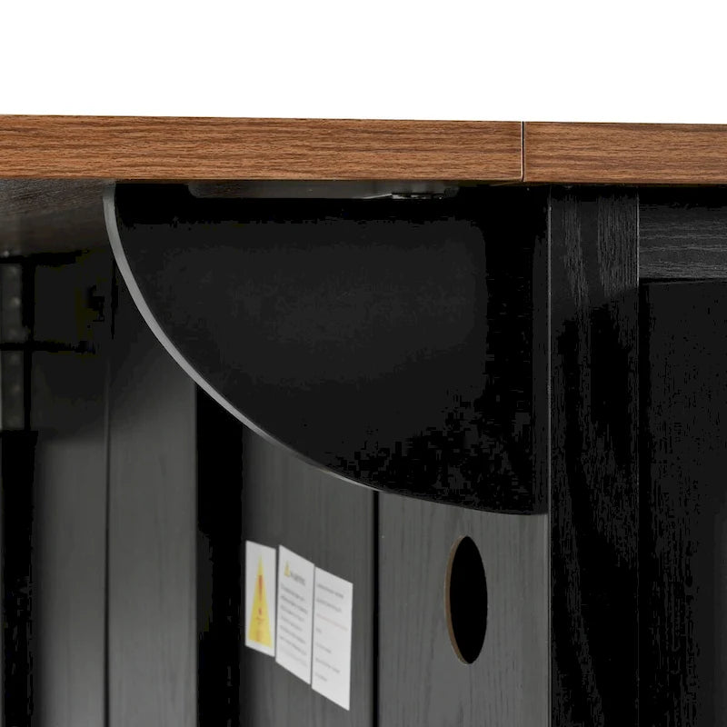 53.5 Farmhouse Kitchen Island Cart with Power Outlet, Drop Leaf, Spice Rack, and 2 Drawers, 5 Wheels