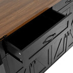 53.5 Farmhouse Kitchen Island Cart with Power Outlet, Drop Leaf, Spice Rack, and 2 Drawers, 5 Wheels