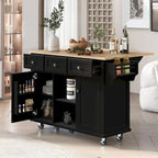 Kitchen Island Cart with Wheels Drop-Leaf, Storage Racks