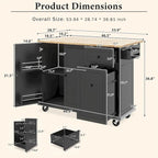 Rolling Kitchen Cart with Internal Storage Rack and Pull Out Cabinet - N/A