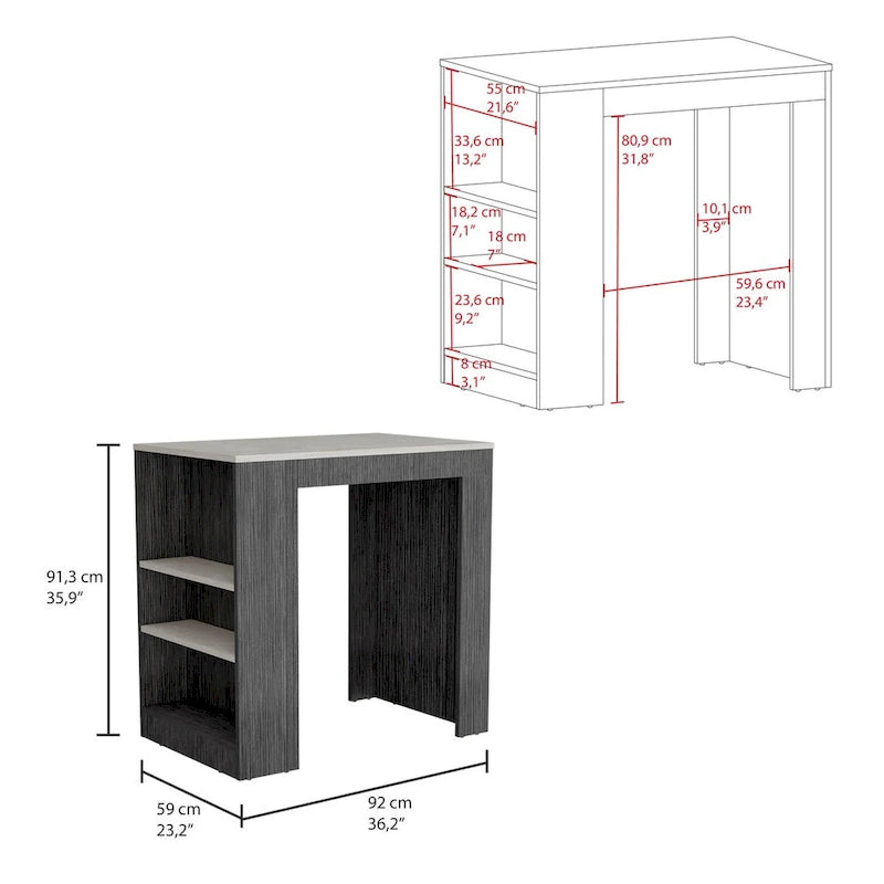 Kitchen Island with 3-Side Shelves for Dining Room.