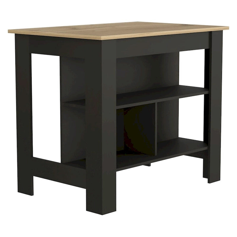 40.5 in. W Wood Kitchen Island Dining Table with 3 Shelves
