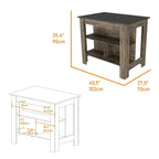 40.5 in. W Wood Kitchen Island Dining Table with 3 Shelves