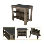 40.5 in. W Wood Kitchen Island Dining Table with 3 Shelves