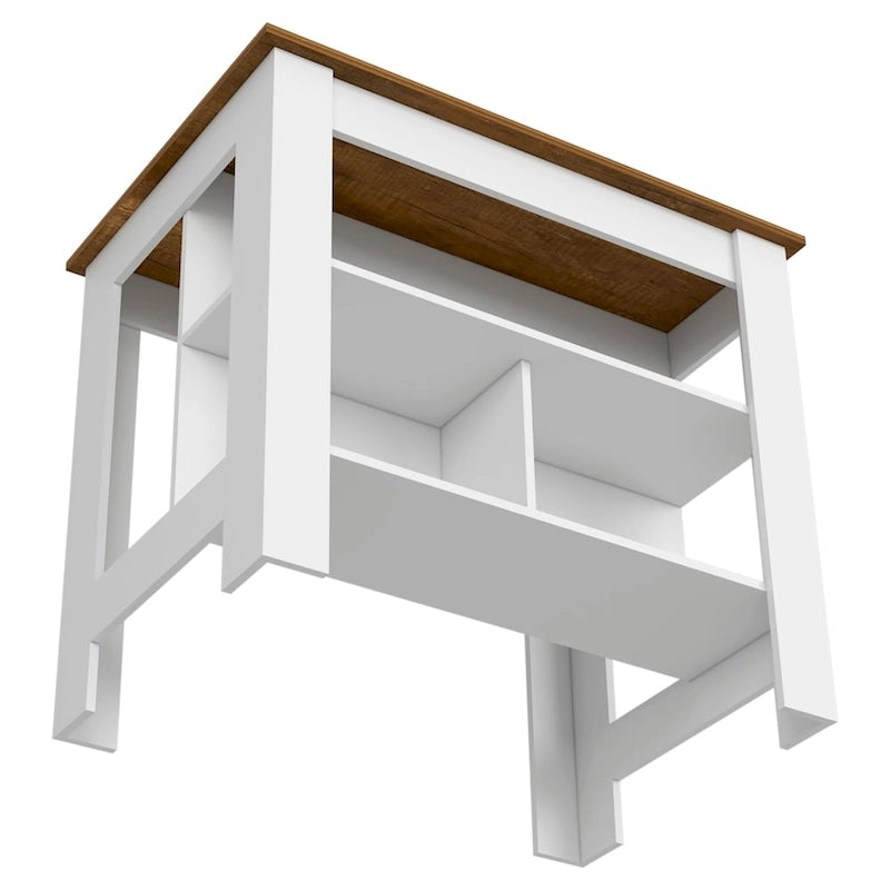 40.5 in. W Wood Kitchen Island Dining Table with 3 Shelves