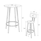 CUSchoice Stylish Bar Table Set With 2 Stools and Partition Included - 24*24*35.5(inch)