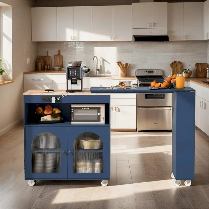 Rolling Kitchen Island With Extended Table,Kitchen Island on Wheels