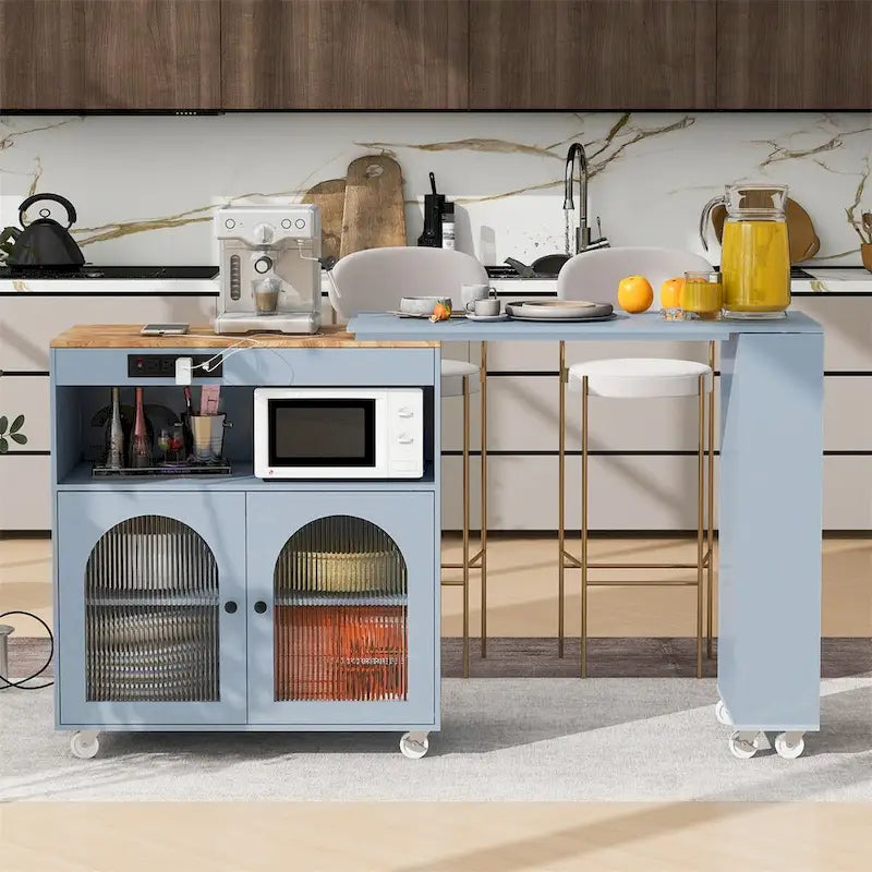 Rolling Kitchen Island With Extended Table,Kitchen Island on Wheels