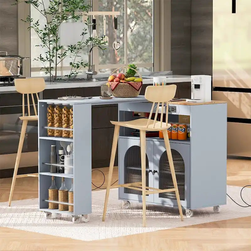 Rolling Kitchen Island With Extended Table,Kitchen Island on Wheels