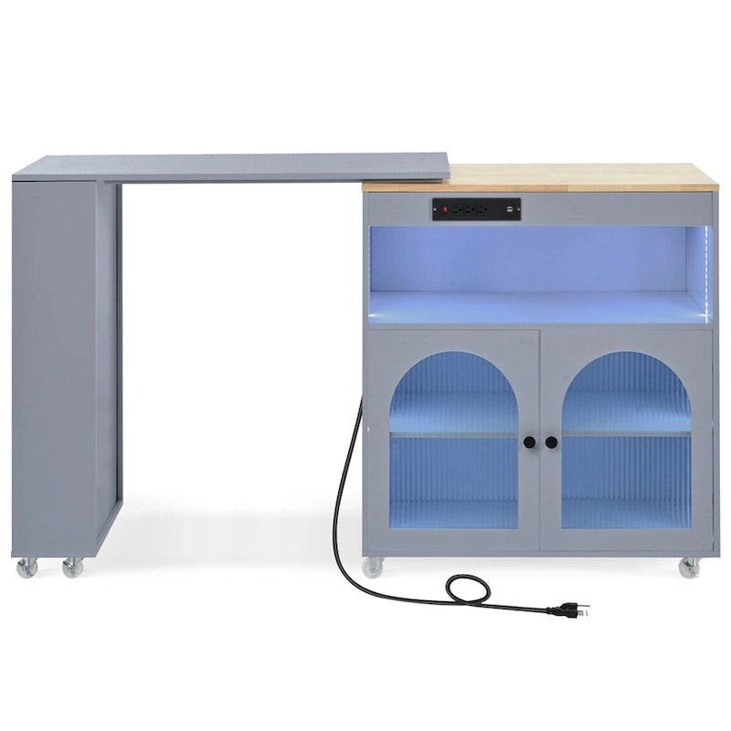 Rolling Kitchen Island With Extended Table,Kitchen Island on Wheels