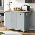 53.9 W Modern Versatile Kitchen Island with Drop Leaf and 3 Drawer Cabinets