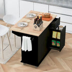 53.9 W Modern Versatile Kitchen Island with Drop Leaf and 3 Drawer Cabinets