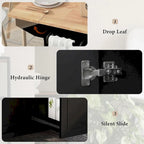 53.9 W Modern Versatile Kitchen Island with Drop Leaf and 3 Drawer Cabinets