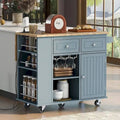 47 Modern Kitchen Cart with Electrical Outlet, Rubberwood Kitchen Island with Drop Leaf and Adjustable Storage Cabinet