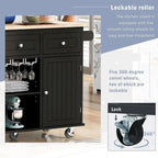 47 Modern Kitchen Cart with Electrical Outlet, Rubberwood Kitchen Island with Drop Leaf and Adjustable Storage Cabinet