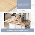 47 Modern Kitchen Cart with Electrical Outlet, Rubberwood Kitchen Island with Drop Leaf and Adjustable Storage Cabinet