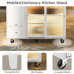 LED Light Kitchen Cart with Drop Leaf and Adjustable Shelf