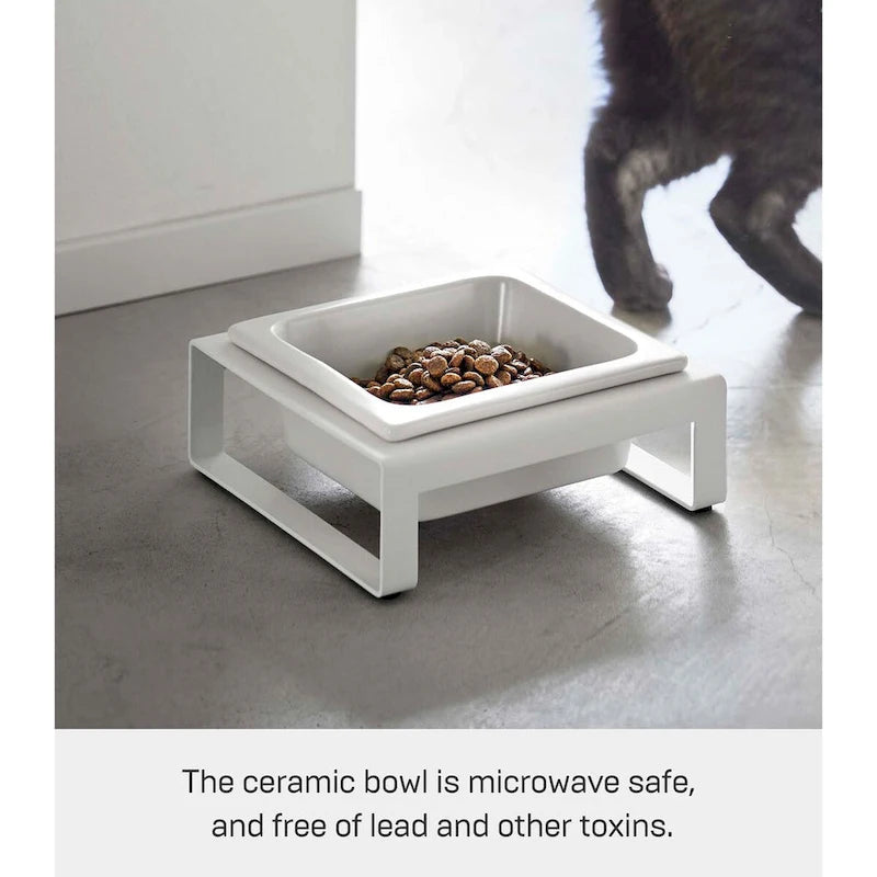 Single Pet Food Bowl - Two Styles, Steel and Ceramic, Short, 1.25 - L 6.1 x W 5.91 x H 2.36 inches