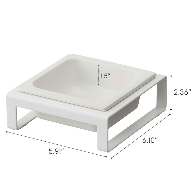 Single Pet Food Bowl - Two Styles, Steel and Ceramic, Short, 1.25 - L 6.1 x W 5.91 x H 2.36 inches