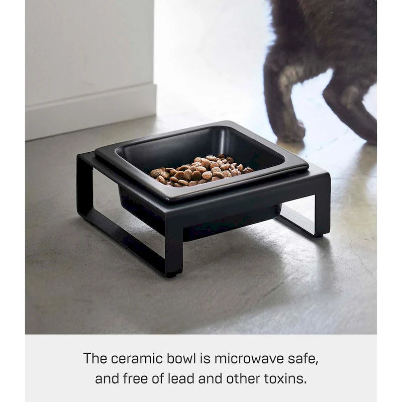 Single Pet Food Bowl - Two Styles, Steel and Ceramic, Short, 1.25 - L 6.1 x W 5.91 x H 2.36 inches