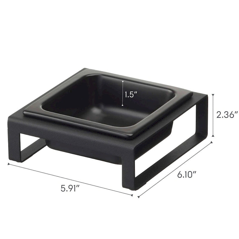 Single Pet Food Bowl - Two Styles, Steel and Ceramic, Short, 1.25 - L 6.1 x W 5.91 x H 2.36 inches