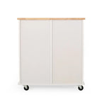 Contemporary Wood Kitchen Cart with Wheels Drawers and Cabinet by
