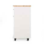 Contemporary Wood Kitchen Cart with Wheels Drawers and Cabinet by