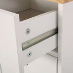 Contemporary Wood Kitchen Cart with Wheels Drawers and Cabinet by