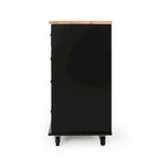 Contemporary Wood Kitchen Cart with Wheels Drawers and Cabinet by
