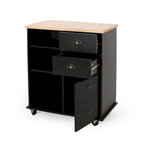 Contemporary Wood Kitchen Cart with Wheels Drawers and Cabinet by