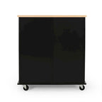 Contemporary Wood Kitchen Cart with Wheels Drawers and Cabinet by