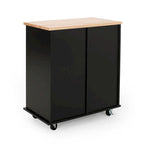 Contemporary Wood Kitchen Cart with Wheels Drawers and Cabinet by