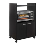 2-Door Kitchen Microwave Cart with Shelfs for Storage, Black