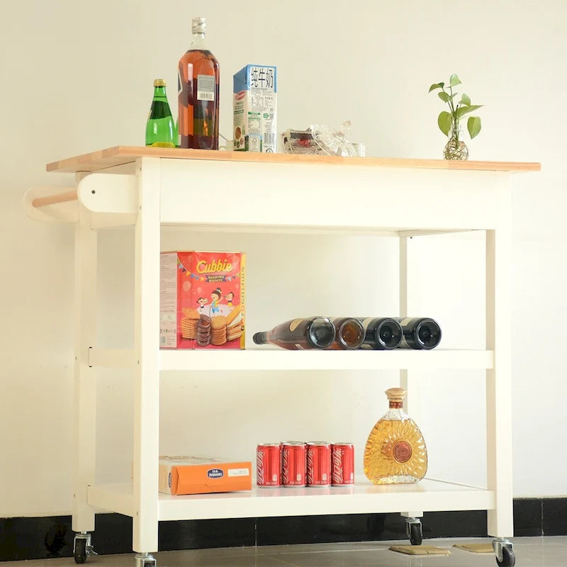 MDF Kitchen Cart with Two Lockable Wheels