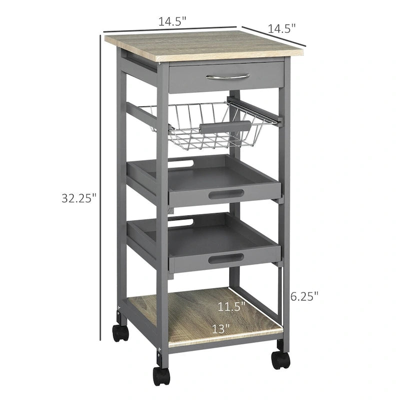 Mobile Rolling Kitchen Island Trolley Serving Cart