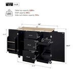 50 in. W Kitchen Island Rubberwood Top on 5 Wheels with 3 Drawers and 2 Slide-Out Shelf