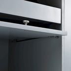 Kitchen Island Cart with Drop-Leaf Countertop, LED Lighting, Fluted Glass Doors, Adjustable Shelf, and Two Drawers